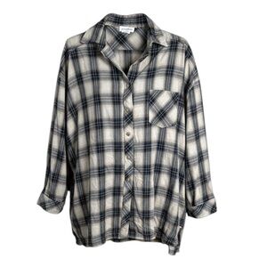 Lovers and Friends Gela Oversized Plaid Button Down Shirt Size Small Cabincore
